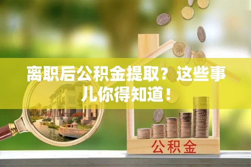 临西离职后公积金提取？这些事儿你得知道！